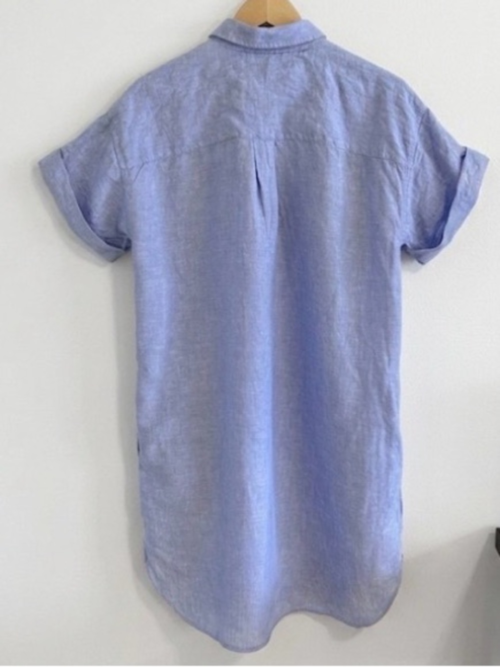 J.Crew 100% Linen Shirt Dress Tunic Women Small Light Blue Button Front Pockets - Picture 3 of 11